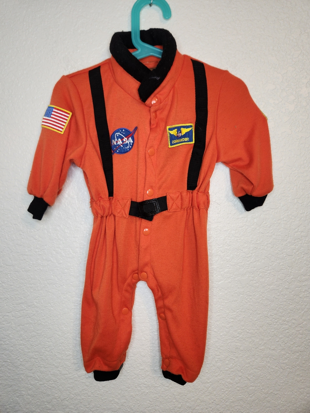 NASA Space Astronaut One Piece Sleeper Jumper Orange Costume 6-12 months